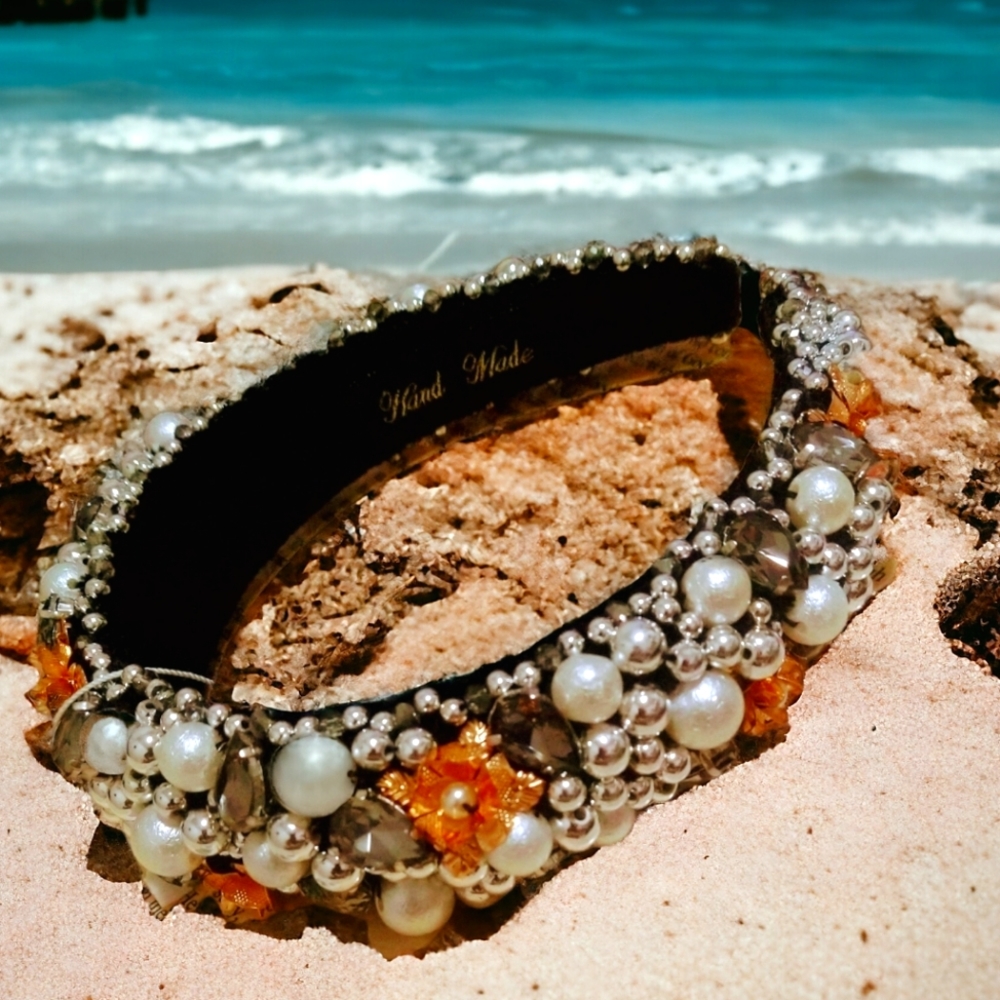 Grey Black and Silver Mixed Media Plush Designer Headband